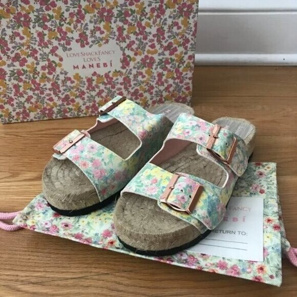 LoveShackFancy x Manebi Nordic Suede Sandals in Rainbow Skies - Picture 4 of 5